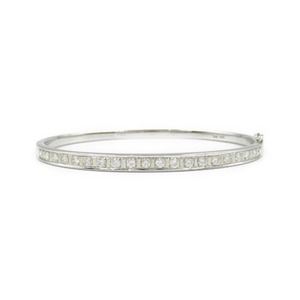 LuxUness Diamond Bangle 14K WG Jewelry Metal Bangle